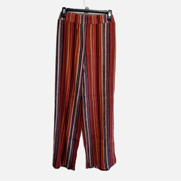 AGB Vertical Striped Flowy Bohemian Pants. Elastic Waistband. - Picture 2 of 11